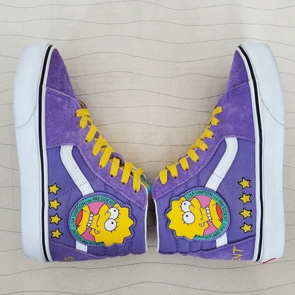 Vans Womens Lisa Simpson for President High Top Purple Suede Shoes Sneakers Sz 5